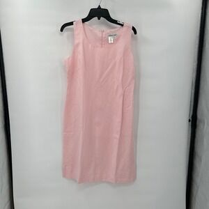 Romantic Linen Blend Dress Petite 12P Pink Feminine Spring Summer‎ Wedding Guest